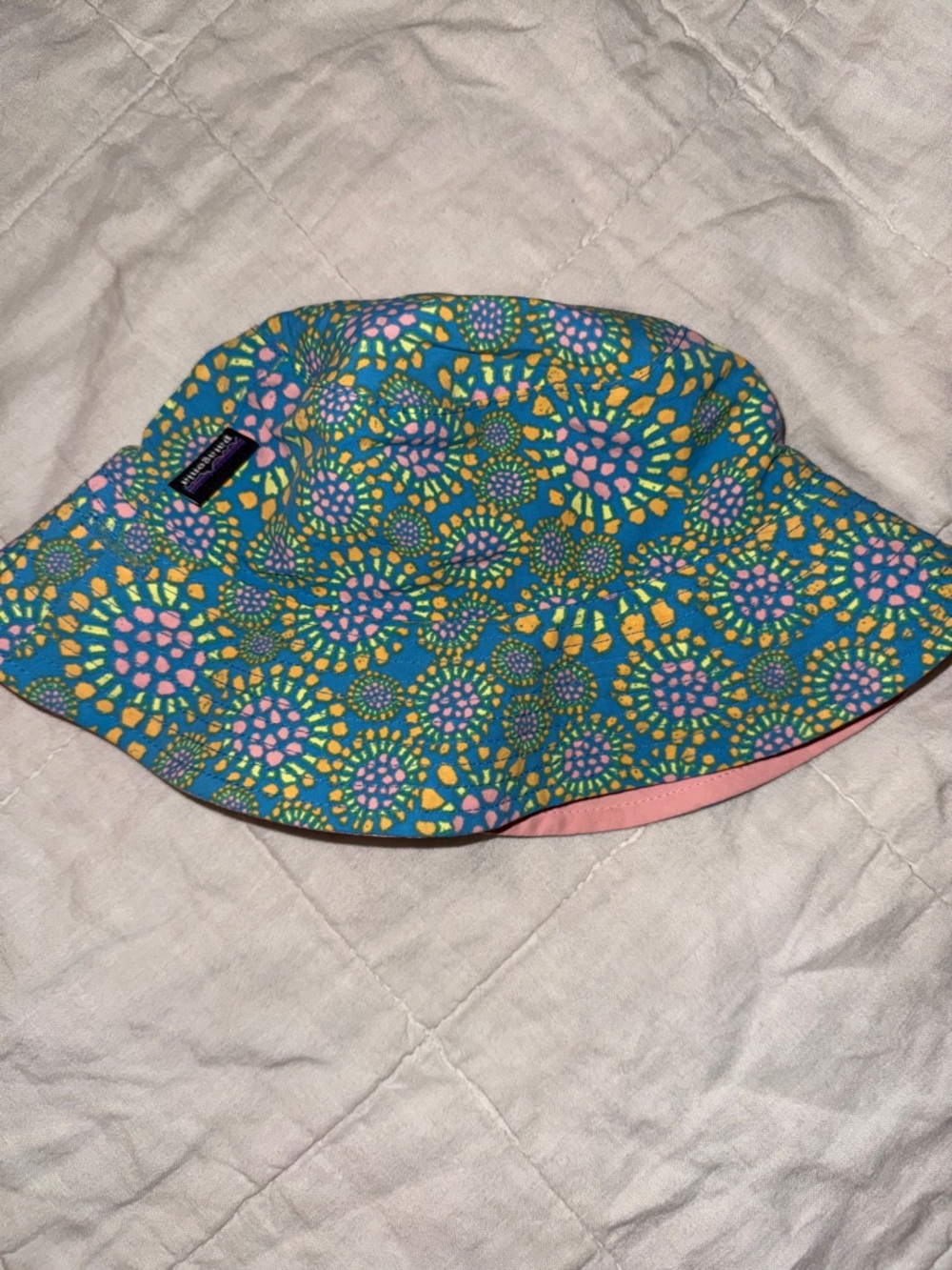 Patagonia Kids Reversible Floral Bucket Hat - Teal, Pink & Yellow